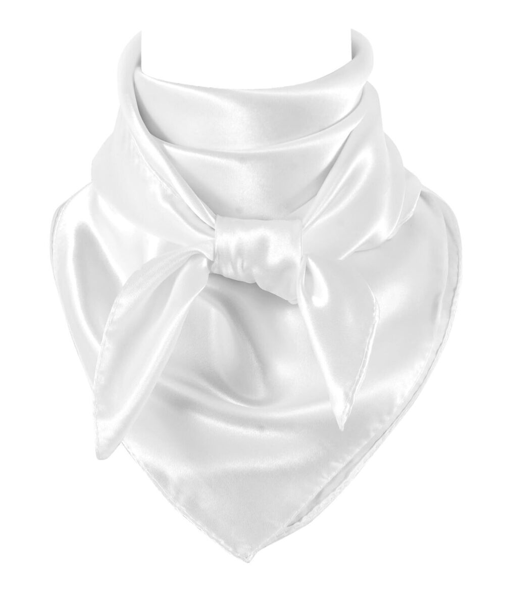 8013 White Wild Rag Silk, Cowboy Neckerchief Large, Western Bandana Head
